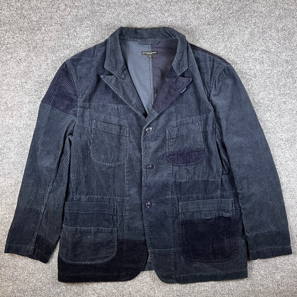Engineered Garments Bedford Jacket Mens XL Indigo Blue Corduroy Patchwork Blazer
